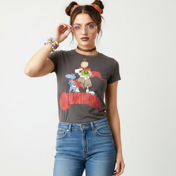 Nostalgic Qualiman Tee from Nickelodeon Doug Millenial Y2K Graphic T-Shirt Sz S - Picture 1 of 5